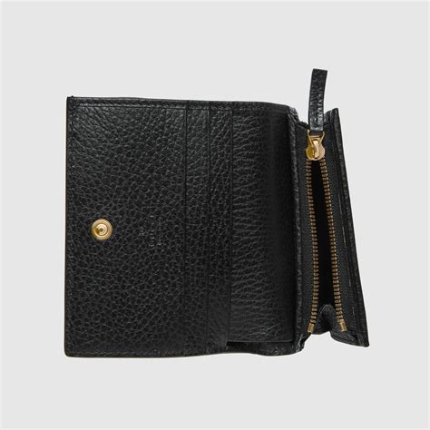 Black Leather GG Marmont Card Case 